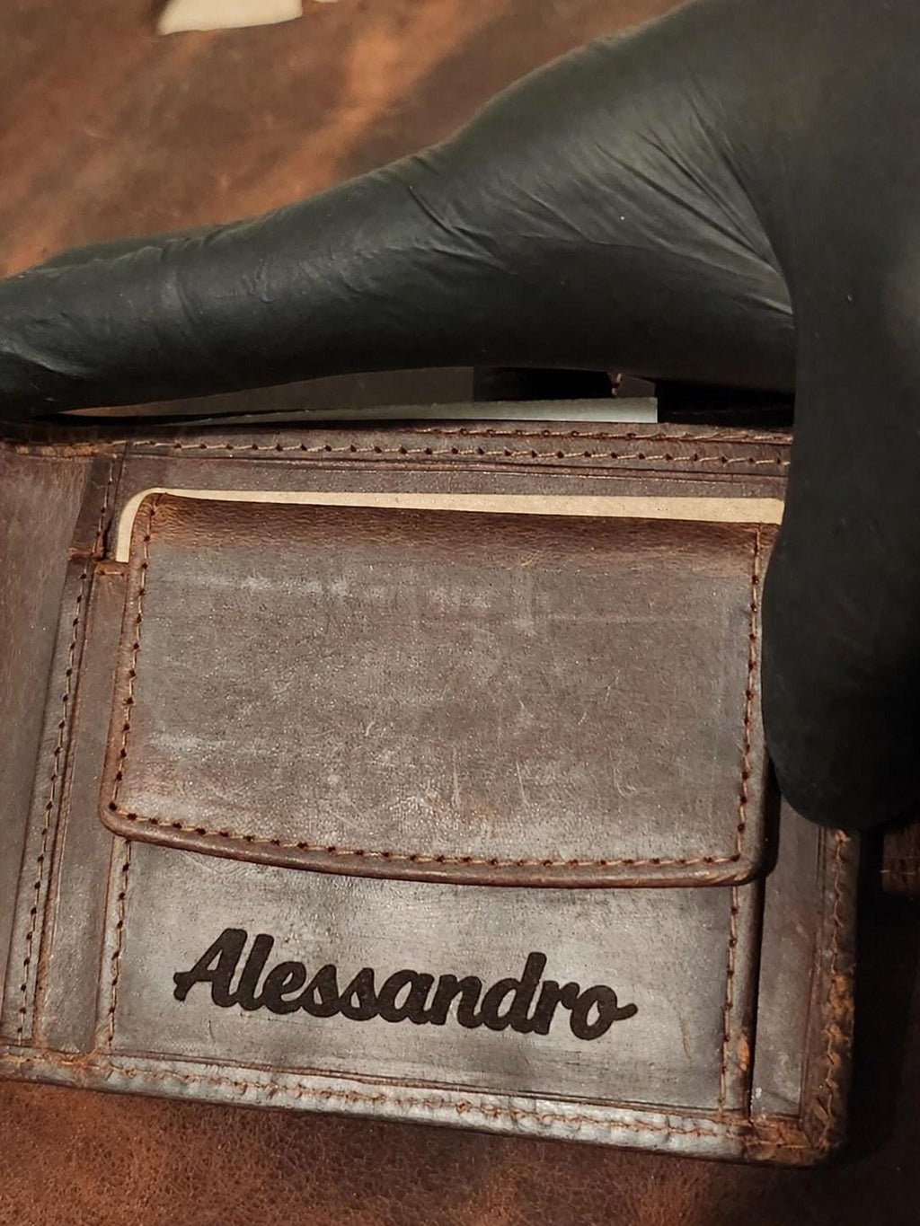 Mens Leather Wallet, RFID Six Card Holder with Personalization