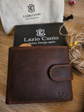 Personalised Brown Leather Bifold Wallet, Italian design, RFID Blocking, Engraved Gift