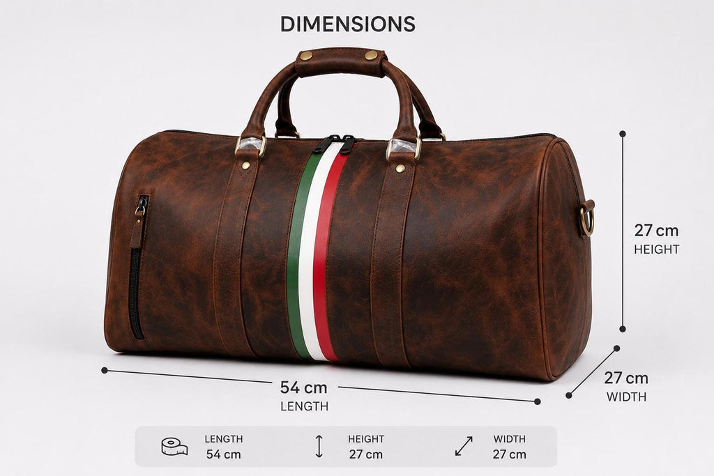 Mens Travel Duffel, Distressed Brown Genuine Leather Weekender Bag