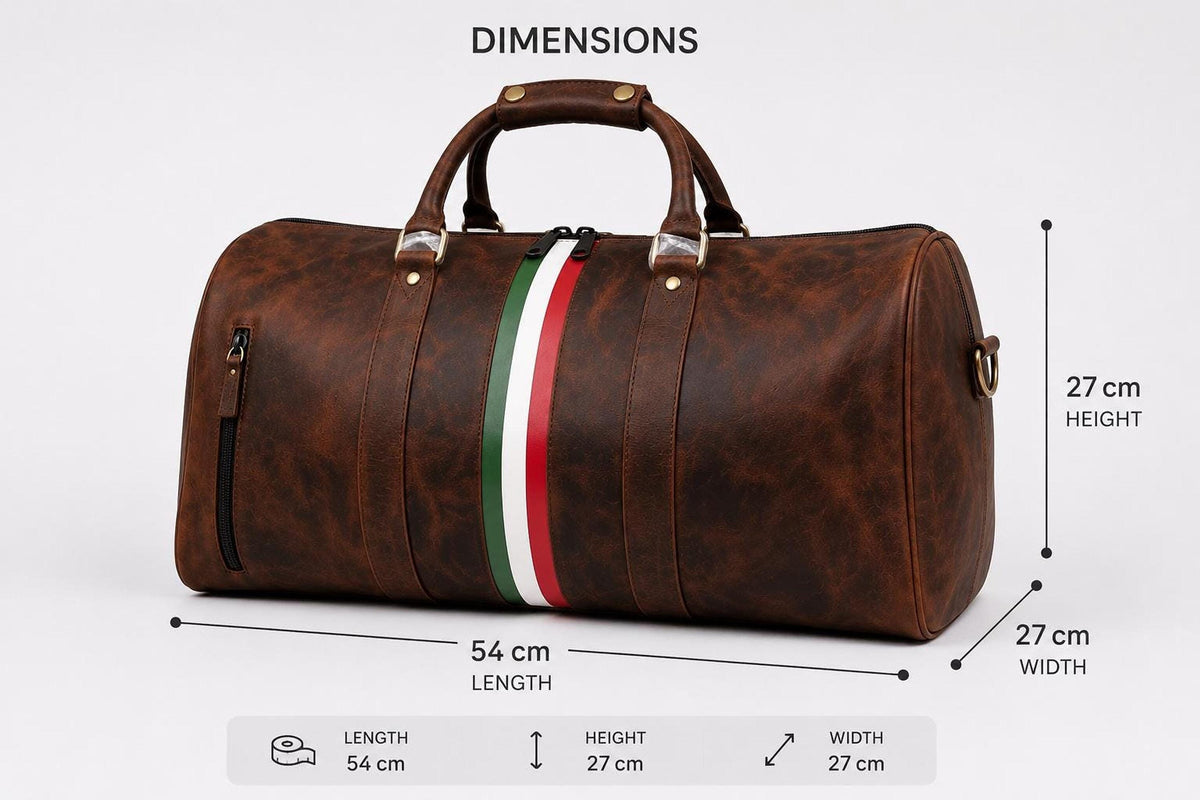 Mens Travel Duffel, Distressed Brown Genuine Leather Weekender Bag
