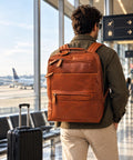 Laptop XL Rucksack, Öl-Pull-Up-Leder 17-Zoll-Rucksack 25L