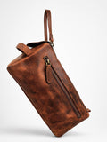 Leather Dopp Kit, Distressed Brown Toiletry Bag with Personalization