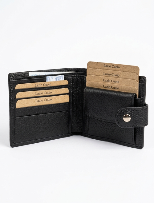 Lazio Cuoio Classic Leather Bifold Wallet with Snap Closure