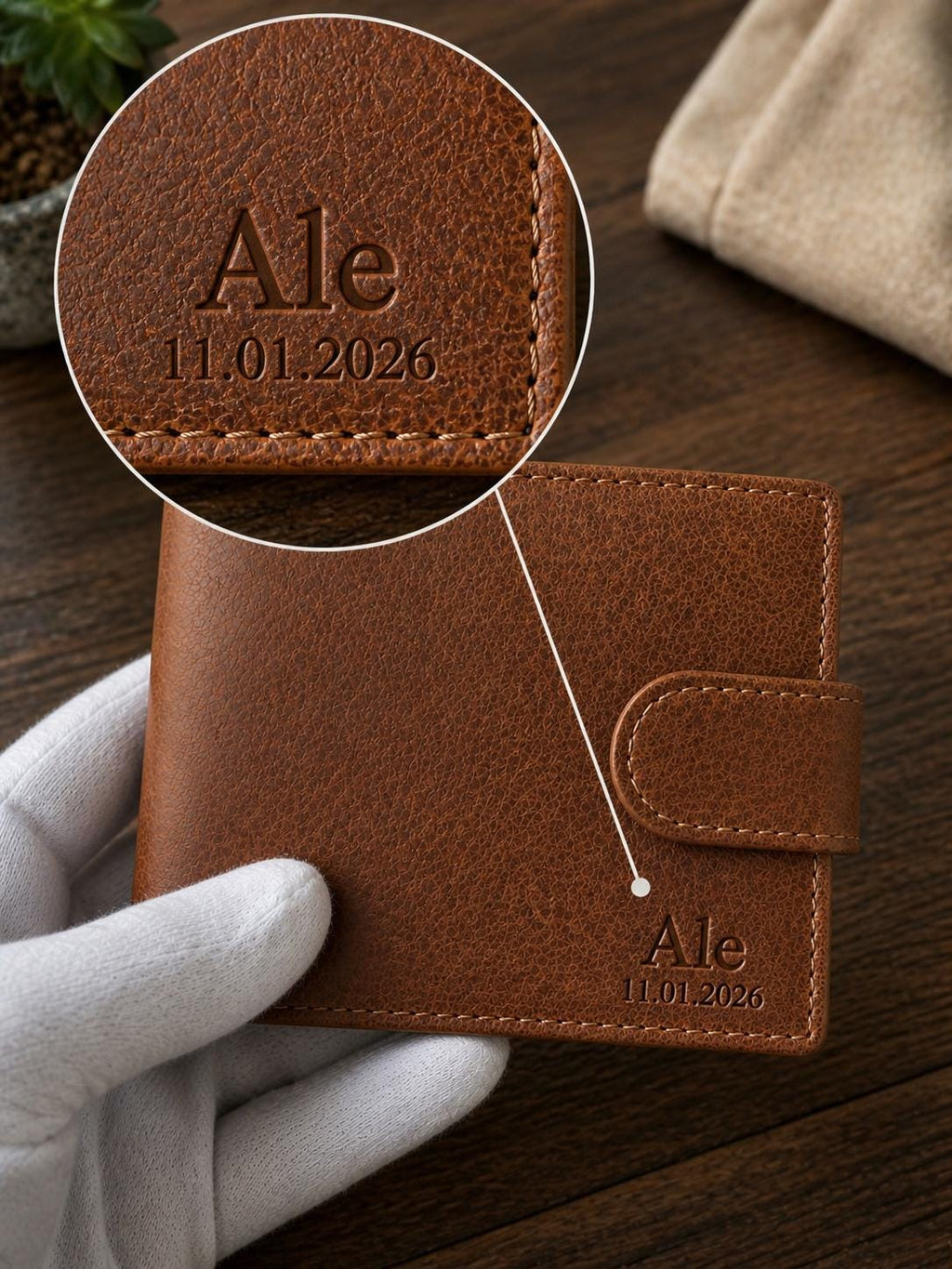 Gepersonaliseerde Leren Portemonnee, Italiaans design, RFID-blokkering, Gegraveerd cadeau