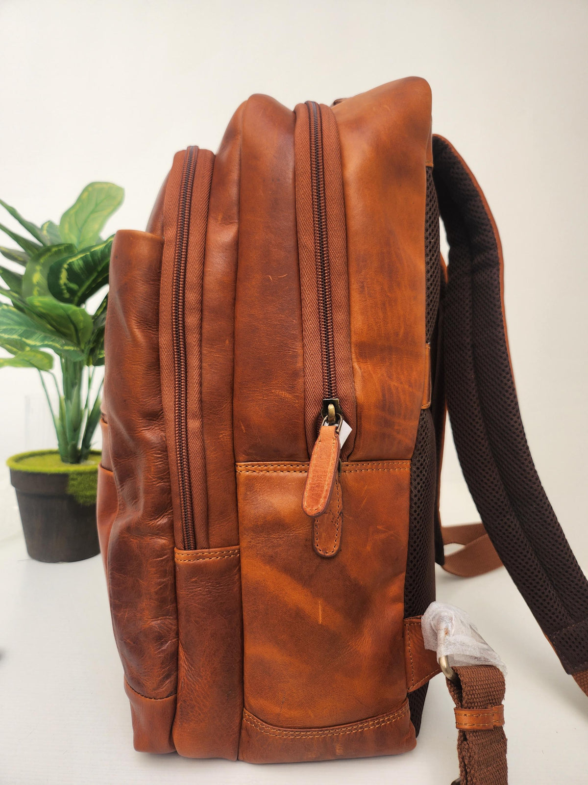 Laptop XL Rucksack, Öl-Pull-Up-Leder 17-Zoll-Rucksack 25L