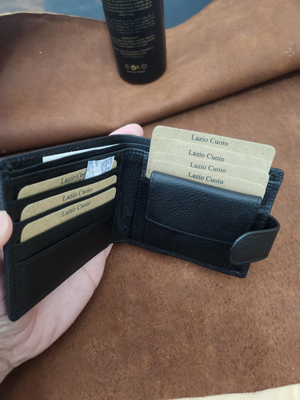 Mens Leather Wallet, RFID Six Card Holder with Personalization